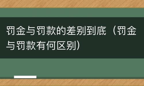 罚金与罚款的差别到底（罚金与罚款有何区别）