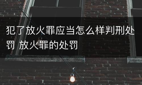 犯了放火罪应当怎么样判刑处罚 放火罪的处罚