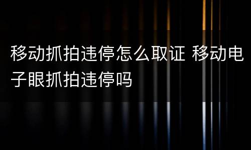 移动抓拍违停怎么取证 移动电子眼抓拍违停吗