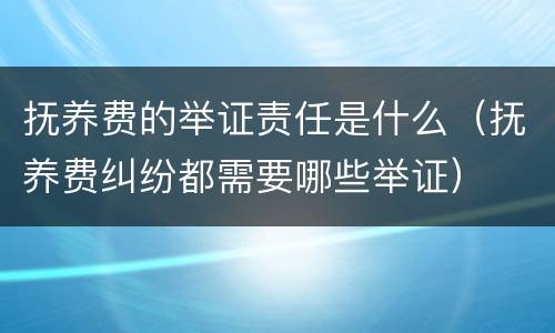 抚养费的举证责任是什么（抚养费纠纷都需要哪些举证）