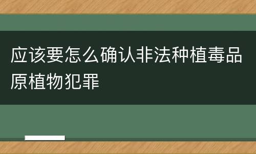 应该要怎么确认非法种植毒品原植物犯罪