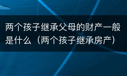 两个孩子继承父母的财产一般是什么（两个孩子继承房产）