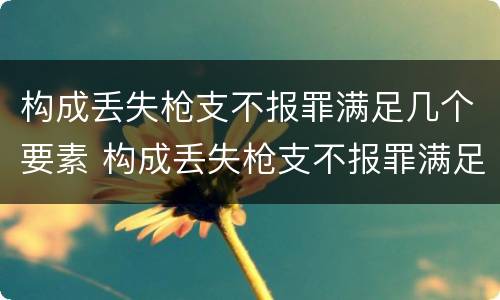 构成丢失枪支不报罪满足几个要素 构成丢失枪支不报罪满足几个要素的要求