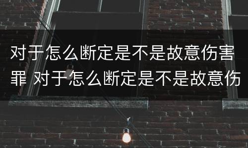 对于怎么断定是不是故意伤害罪 对于怎么断定是不是故意伤害罪的标准