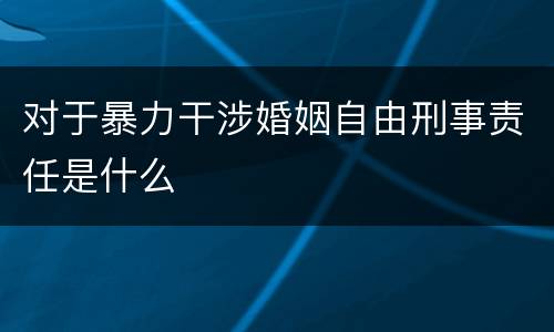 对于暴力干涉婚姻自由刑事责任是什么