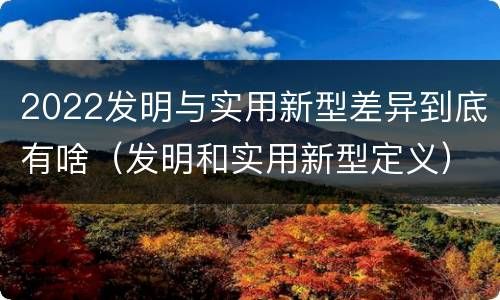 2022发明与实用新型差异到底有啥（发明和实用新型定义）