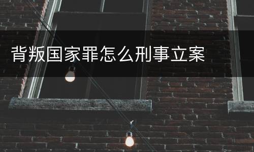 背叛国家罪怎么刑事立案