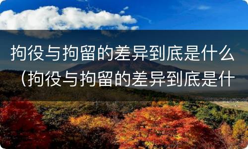 拘役与拘留的差异到底是什么（拘役与拘留的差异到底是什么原因）