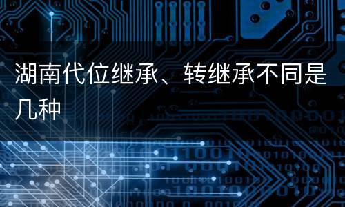 湖南代位继承、转继承不同是几种