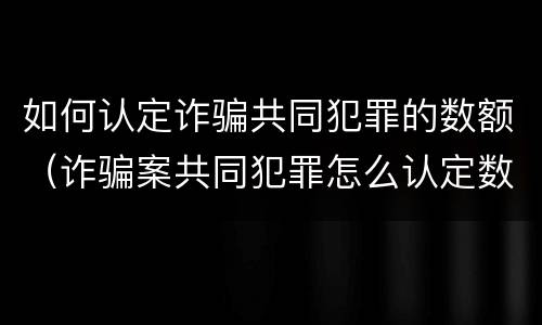 如何认定诈骗共同犯罪的数额（诈骗案共同犯罪怎么认定数额）