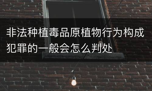 非法种植毒品原植物行为构成犯罪的一般会怎么判处