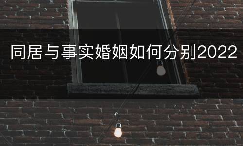 同居与事实婚姻如何分别2022