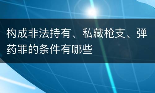 构成非法持有、私藏枪支、弹药罪的条件有哪些