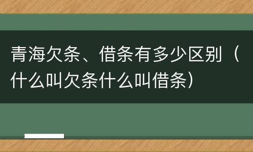 青海欠条、借条有多少区别（什么叫欠条什么叫借条）