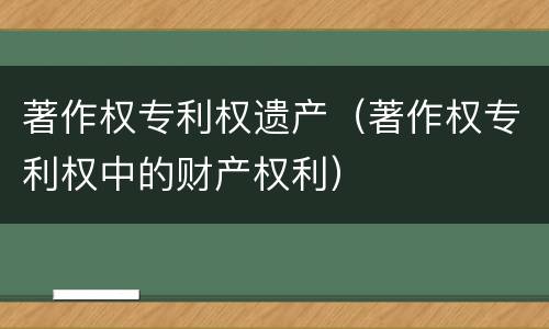 著作权专利权遗产（著作权专利权中的财产权利）