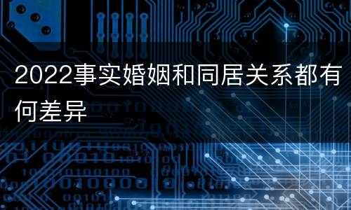 2022事实婚姻和同居关系都有何差异