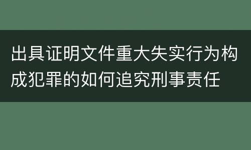 出具证明文件重大失实行为构成犯罪的如何追究刑事责任