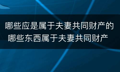 哪些应是属于夫妻共同财产的 哪些东西属于夫妻共同财产