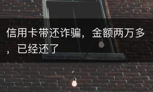 信用卡带还诈骗，金额两万多，已经还了