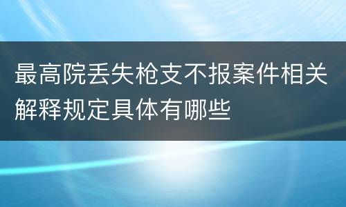 最高院丢失枪支不报案件相关解释规定具体有哪些
