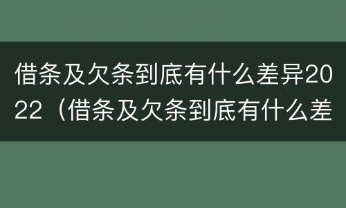 借条及欠条到底有什么差异2022（借条及欠条到底有什么差异2022怎么写）