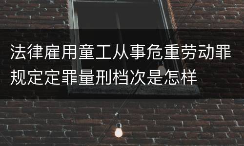 法律雇用童工从事危重劳动罪规定定罪量刑档次是怎样