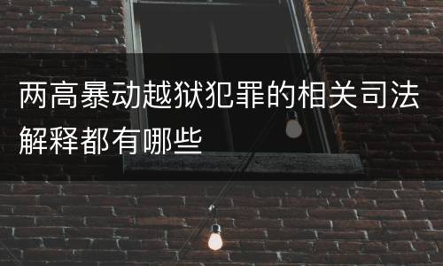 两高暴动越狱犯罪的相关司法解释都有哪些
