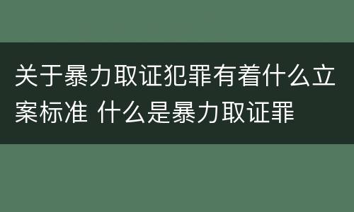 关于暴力取证犯罪有着什么立案标准 什么是暴力取证罪