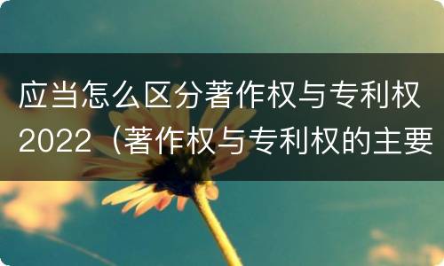 应当怎么区分著作权与专利权2022（著作权与专利权的主要区别）