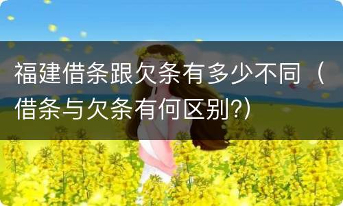 福建借条跟欠条有多少不同（借条与欠条有何区别?）