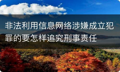 非法利用信息网络涉嫌成立犯罪的要怎样追究刑事责任