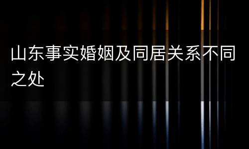山东事实婚姻及同居关系不同之处