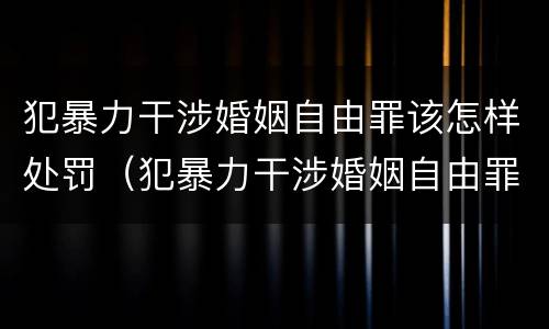 犯暴力干涉婚姻自由罪该怎样处罚（犯暴力干涉婚姻自由罪该怎样处罚呢）