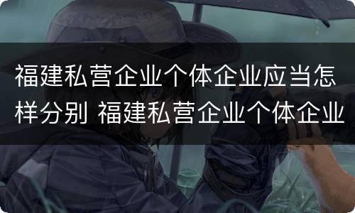 福建私营企业个体企业应当怎样分别 福建私营企业个体企业应当怎样分别认定