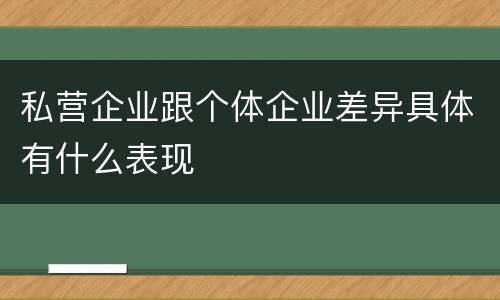 私营企业跟个体企业差异具体有什么表现
