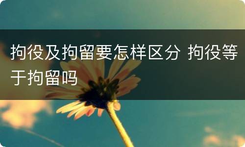 拘役及拘留要怎样区分 拘役等于拘留吗