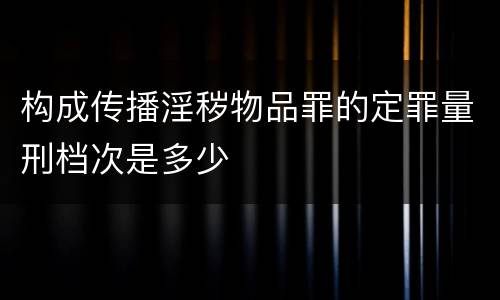 构成传播淫秽物品罪的定罪量刑档次是多少