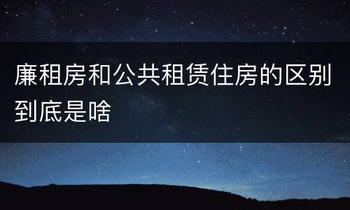 廉租房和公共租赁住房的区别到底是啥