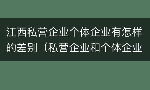 江西私营企业个体企业有怎样的差别（私营企业和个体企业）