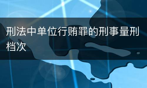 刑法中单位行贿罪的刑事量刑档次