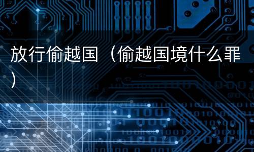 放行偷越国（偷越国境什么罪）