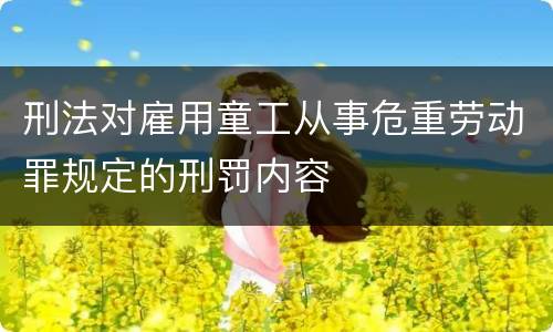 刑法对雇用童工从事危重劳动罪规定的刑罚内容