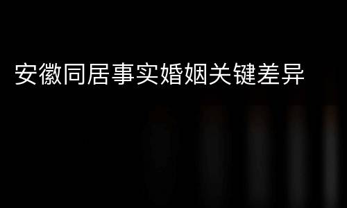 安徽同居事实婚姻关键差异