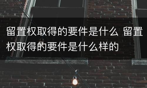 留置权取得的要件是什么 留置权取得的要件是什么样的