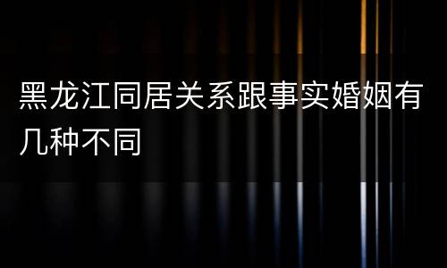 黑龙江同居关系跟事实婚姻有几种不同
