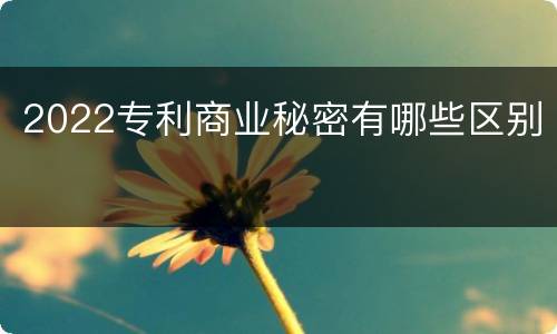 2022专利商业秘密有哪些区别