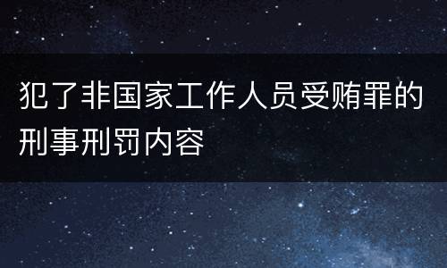 犯了非国家工作人员受贿罪的刑事刑罚内容