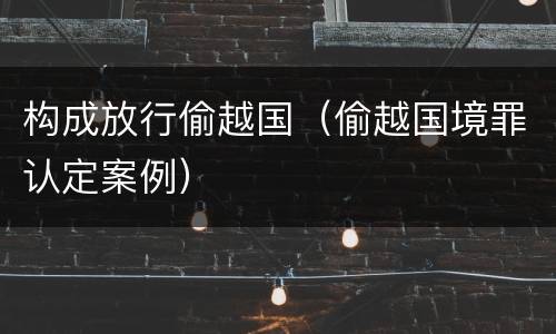 构成放行偷越国（偷越国境罪认定案例）