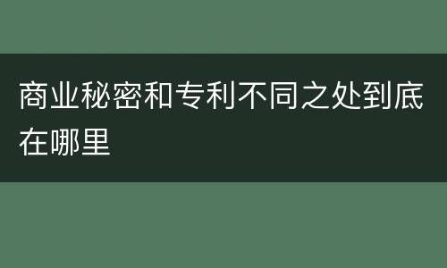 商业秘密和专利不同之处到底在哪里