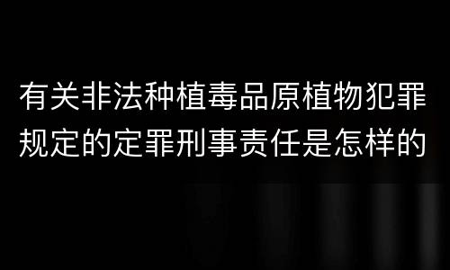 有关非法种植毒品原植物犯罪规定的定罪刑事责任是怎样的